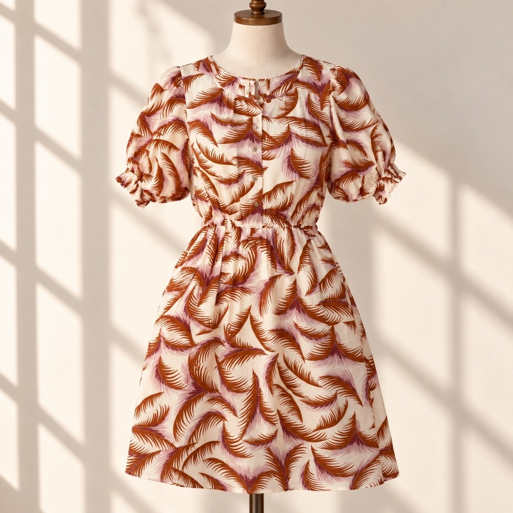 By Anthropologie Viscose Linen Blend Dress Fit Fare Pockets Resortwear Medium